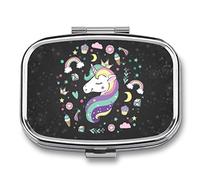 Replacement Pill Box Cute Unicorn Ice Cream Compartments Portable Pill Box Medicine Planner Case Medication-2 Grid Medicine