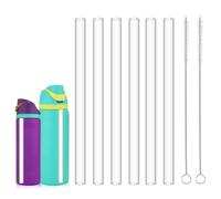 Replacement Plastic Straws Reusable Drinking Starws Compatible with Hydro Flask Water Bottle 18-64oz with 2 Straw Brushes,Clear Straws(0.39in Width 8.26in Length)