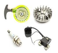 Replacement Pocket Bike ATV Mini Moto 47cc 49cc Spares Kit - Short Green Easy Recoil Pull Start + Ignition Coil + Spark Plug + Fly Wheel