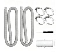 Replacement Pool Hose 2 Packs 1.5 Meter 32mm PE Flexible Water Pipe for Intex/Bestway/Coleman Above Ground Pool Pump Filter Systems 300/330/530/1000 GPH with 4 Metal Clamps(1.5m Gray Pipe)