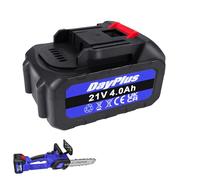 Replacement Power Tool Battery 21V 4.0Ah Lithium Ion Rechargeable Replacement Battery Pack for 21V Electric Chainsaw Cordless Hand Chainsaw 12 Inches Electric Chain Saw, ONLY 1pcs