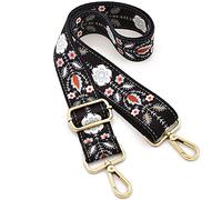 Replacement Purse Strap Adjustable Crossbody Handbag Stripe Wide (Black- (Silver-Black Metal))