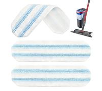Replacement Rags for Vileda, 3 Pcs Flat Mop Pads Compatible, Flat Mop or Bucket Set, Microfiber Replacement Head Safe on Wood Floors, Vinyl, Tile, Baseboards, Walls, Blue Streak