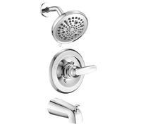 Replacement Rain Shower Fitting with 8 Settings Tub Trim Kit for Delta 1300/1400 & 13/14 Series, High Pressure Rain Showerhead and Handle Set, Chrome (Valve and Katridge Not Included)