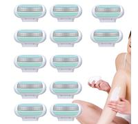 Replacement Razor Blades Compatible with Gillette Venus, 12 PCS Extra Smooth Women's Razor Blade Refills, 3-Layer Design & Pivoting Head, Effortless Glide, Easy to Replace (Blue) (Blue)