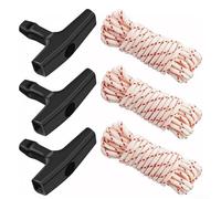 Replacement Recoil Starter Rope Kit with Handle for Chainsaws and For garden Tools, Includes 3 Plastic Handles and 10 Meter Ropes with Various Diameter Sizes (3mm)