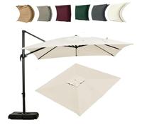 Replacement Rectangular Canopy for 4x3M Offset Umbrella 8 Ribs Outdoor Garden Sunshade Cover - Beige (13x9.8ft) -Patio Awning Top