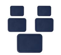 Replacement Rectangular Lids for Pyrex Glass Food Storage Containers (2) 3-Cup (2) 6-Cup (1) 11-Cup (Navy)
