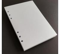 Replacement refill 100 sheets white (200 faces) 120gsm thick paper with 6 holes for A5 agenda organizer with 6 rings 14.5 x 20.5 cm.