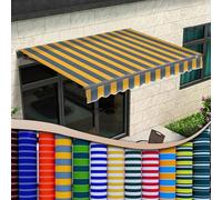 Replacement Retractable Canopy Fabric 100% Polyester Outdoor Sune ning for Patio Balcony Restaurant Café Terrace - Grey Yellow Stripes 280g 20x