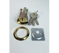 Replacement Rim Cylinder Set, Security Rim Cylinder Door Lock Night Latch in Polished Brass Finish Dimensions 77X33X33mm