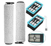 Replacement Roller Brush Filter Kit for Bissell CrossWave 3831, HF2, 3845, 3847, 3848 Floor Scrubbers, 5-Piece Set with 2 Brushes, 2 Filters, 1 Cleaning Brush