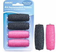 Replacement Roller Heads for Scholl Velvet Smooth Express Pedi, Extra Coarse Regular Smooth Refills, Electric Foot File for Hard Skin Callus Removal, Pedicure Pack (Coarse & Smooth, 4)