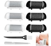 Replacement Roller Refill Heads, 6PCS Foot File Replacement Rollers, Pedicure Rollers for Scholl/Essy/Shoran/Ratukall/Pedi Foot File, 3 Types of Roughness, with Cleaning Brush a Nail File