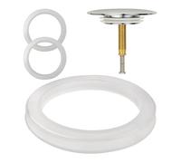 Replacement seal for bath plug, 3 pieces, made of silicone, in transparent, sealing ring with double seal, size outside Ø 44.7 mm, inside Ø 33.8 mm, valve cone sealing ring bathtub, plug seal