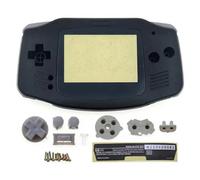 Replacement Shell Parts AGB001 for Retro Console, Black | ABS Housing Set with Buttons, Conductive Pads, Curved Grip Form
