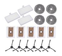 Replacement Side Brush,18-Piece Side Brush Filter Mop Pad Bag Kit For For Uwant U200 Pro For Edison 2 Plus U250 U290 Robot Vacuum Cleaner Spare Parts Accessories For Home Deep Cleaning