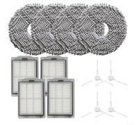 Replacement Side Brush - HEPA Filter and Mop Pad Kit for Polaris PVCRAC 7790 for IQ Home, for CONGA 20090 ProAI InfinitySoap Cut&Spa, for TUYA for X30 AI Ultra Vacuum Parts (4 Filters, 4 Cloths, 4