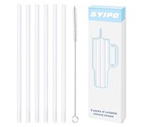 Replacement Silicone Straws for Stanley 40 oz Adventure Tumbler, 6 Pack Reusable Food Grade Silicone Straws with Cleaning Brush, Can be Cut Off - for Stanley Cup 40 oz Water Jug Accessories, 12" Long