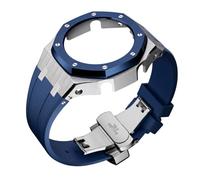 Replacement Silicone Watch Strap with 316L Stainless Steel Bezel Compatible with Casio G-Shock GA-2100 / GA-2110 | Blue