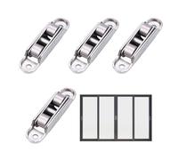 Replacement Sliding Door Rollers, Set of 4 Zinc Silent Bearing Rollers | Adjustable Tilt Zinc Double Wheel Silent Living Room Bedroom Kitchen Patio