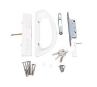 Replacement Sliding Glass Door Handle Set with Mortise Lock White Finish for Easy Operation and Accessibility