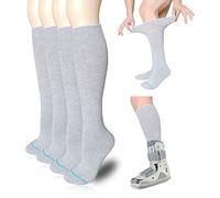 Replacement Sock Liner for Orthopedic Walking Boots Walker Brace,Tube Socks Under Air Cam Walkers and Fracture Boot Cast Shoe Surgical Leg Cover Grey 4 Pair