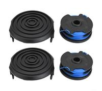 Replacement Spool Cover Reliable for Bauer 20115E-B String Trimmer 27ft Double-Ply with Cap, Compatible with 5.5Amp 15 Inch Electric Eater, blues, (Spool×2+Cover×2)