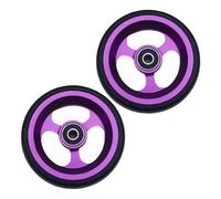 Replacement Sport Wheelchair Front Wheel Accessories 4/5 inch Universal Walker Casters Roller Bearings ID 8mm, PU Solid Tires Aluminum Hubs(Purple,10cm/4in)