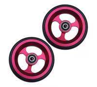 Replacement Sport Wheelchair Front Wheel Accessories 4/5 inch Universal Walker Casters Roller Bearings ID 8mm, PU Solid Tires Aluminum Hubs(Red,10cm/4in)
