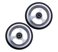 Replacement Sport Wheelchair Front Wheel Accessories 4/5 inch Universal Walker Casters Roller Bearings ID 8mm, PU Solid Tires Aluminum Hubs(Silver,12cm/5in)
