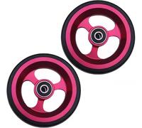 Replacement Sport Wheelchair Front Wheel Accessories 4/5 inch Universal Walker Casters Roller Bearings ID 8mm, PU Solid Tires Aluminum Hubs(Red,12cm/5in)