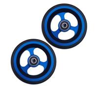 Replacement Sport Wheelchair Front Wheel Accessories 4/5 inch Universal Walker Casters Roller Bearings ID 8mm, PU Solid Tires Aluminum Hubs(Blue,10cm/4in)