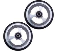Replacement Sport Wheelchair Front Wheel Accessories 4/5 inch Universal Walker Casters Roller Bearings ID 8mm, PU Solid Tires Aluminum Hubs(Silver,12cm/5in)