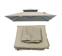 Replacement Square Cantilever Parasol Canopy 2.5x2.5m 3x3m 8 Arms Garden Patio Gazebo Sun Umbrella Cloth Replace, Outdoor Fade-resistant Sun Shade Waterproof Table Parasol Canopy Cover(Light-Khaki,2.5
