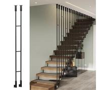 Replacement Staircase Railing Post with Screws, 1.3ft-7.9ft High Customizable Stair Spindles for Apartments/Lofts/Villas/Living Room, H - Shaped Interior Step Corridors Guardrail Pole(Black (1 Pc),2.6