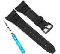 Replacement Strap for Casio Men's W-96H W96H-1BV Sport Watch Band 10076822 W96H Black Resin Bracelet Stainless steel watch buckle, Black band black buckle, One Size, Casual