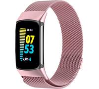 Replacement Strap for Fitbit Charge 5 Metal Strap for Women Men, Magnetic Metal Replacement Band Wristbands for Fitbit Charge 5 Milanese Strap (Rose Pink)