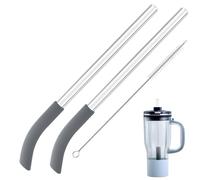 Replacement Straw for Ninja BlendBOSS Personal Smoothie Blender Tumbler, 2 Pack Reusable Glass Straws With Cleaning Brush Compatible With Ninja BlendBOSS Travel Tumbler