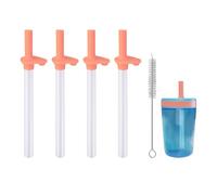 Replacement Straws and Bite Valve Compatible with Zak Designs Kelso 15 oz Water Bottle, Reusable Straw with Cleaning Brush,BPA-Free and Durable(Pink-4 Pack)