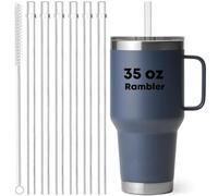 Replacement Straws for YETI 35 oz Tumbler, 6 Pack Reusable Clear Straw for Yeti Rambler Cup, 10.6 inch Long Hard Plastic Tritan Straws with Cleaning Brush, Dishwasher Safe