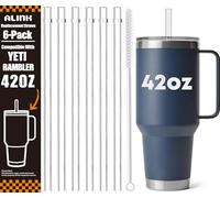 Replacement Straws for YETI 42oz Tumbler, 6 Pack Reusable Clear Straw for Yeti Rambler Cup, 10.6 inch Long Hard Plastic Tritan Straws with Cleaning Brush, Dishwasher Safe