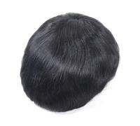 Replacement System Men's Toupee Human Hair French Lace Center PU Around #1B Straight Hairs Herren Perücken(7x10)