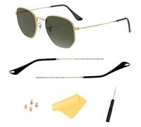 Replacement Temple Arm,Temple Tips for Ray ban RB3447 RB3547N RB3548N RB3647N Sunglasses,with 3 Screws,1 Screwdriver, Golden Arms&black Tips