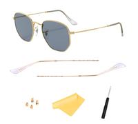 Replacement Temple Arm,Temple Tips for Ray ban RB3447 RB3547N RB3548N RB3647N Sunglasses,with 3 Screws,1 Screwdriver, Golden Arms&clear Tips, 145mm