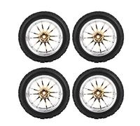 Replacement Tires, 4pcs/set Racing Off-road Vehicle Tire Rubber Tyre Wheel Rim for Hsp Redcat Exceed Rc Traxxas Tamiya Hpi 1/10 Car(Gold)