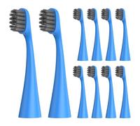 Replacement Toothbrush Heads Compatiable with Burst Kids Toothbrush Heads 10 Pack - Soft Charcoal Bristles for Deep Clean, Blue