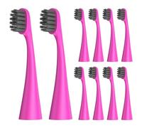 Replacement Toothbrush Heads Compatiable with Burst Kids Toothbrush Heads 10 Pack - Soft Charcoal Bristles for Deep Clean, Pink