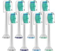 Replacement Toothbrush heads Compatible For Philips Electric Toothbrush With Protection Caps, Fit Philips DiamondClean, EasyClean, FlexCare, HealthyWhite and other Phillips clip-on Toothbrushes, 8 PCS