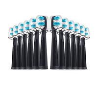 Replacement Toothbrush Heads Compatible with fairywill Electric Toothbrush, Model FW-507/FW-508/2011/959/917/551, D1/D3/D7/D8, W Shape Design Planted with Nylon Bristle (12 Pack - Black)